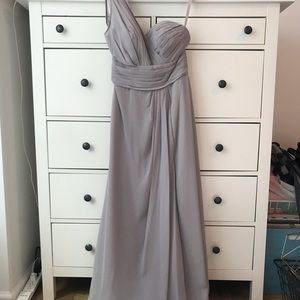 Bill Levkoff Grey Chiffon Bridesmaid Dress